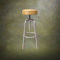Haut Tabouret Industriel Réglable en Métal Chromé et Cuir Beige – Années 50 60