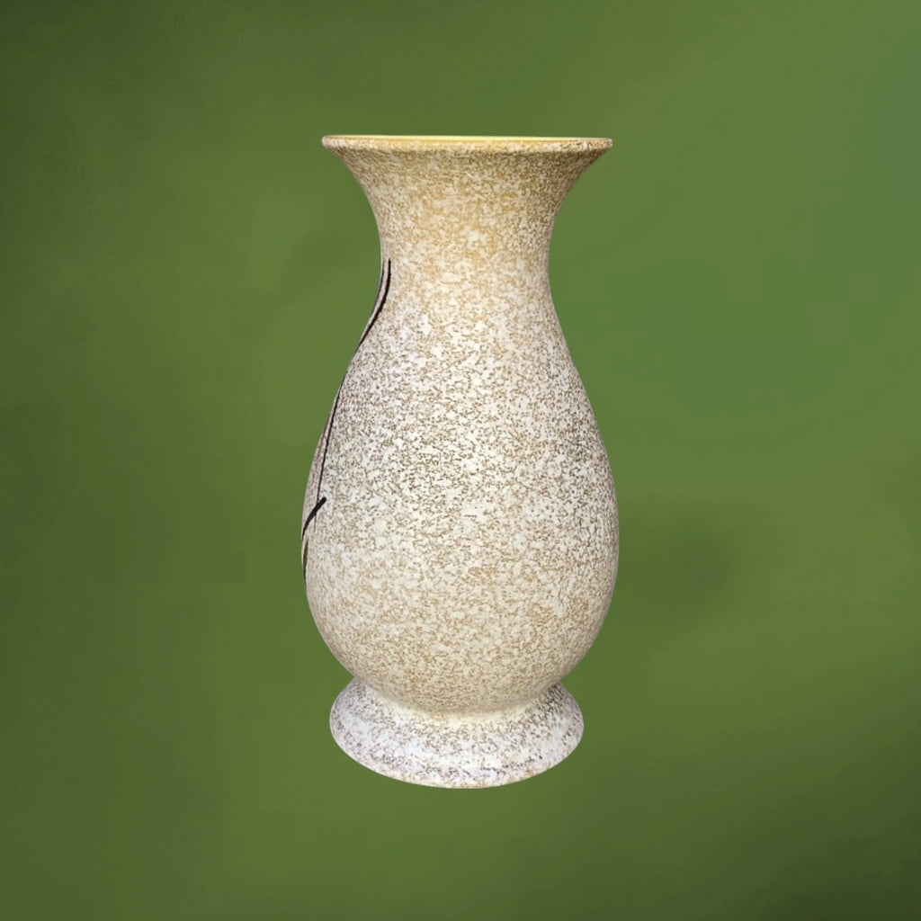 Vase Scheurich Keramik 215-33 Beige Moucheté Décor Moderniste – Années 60