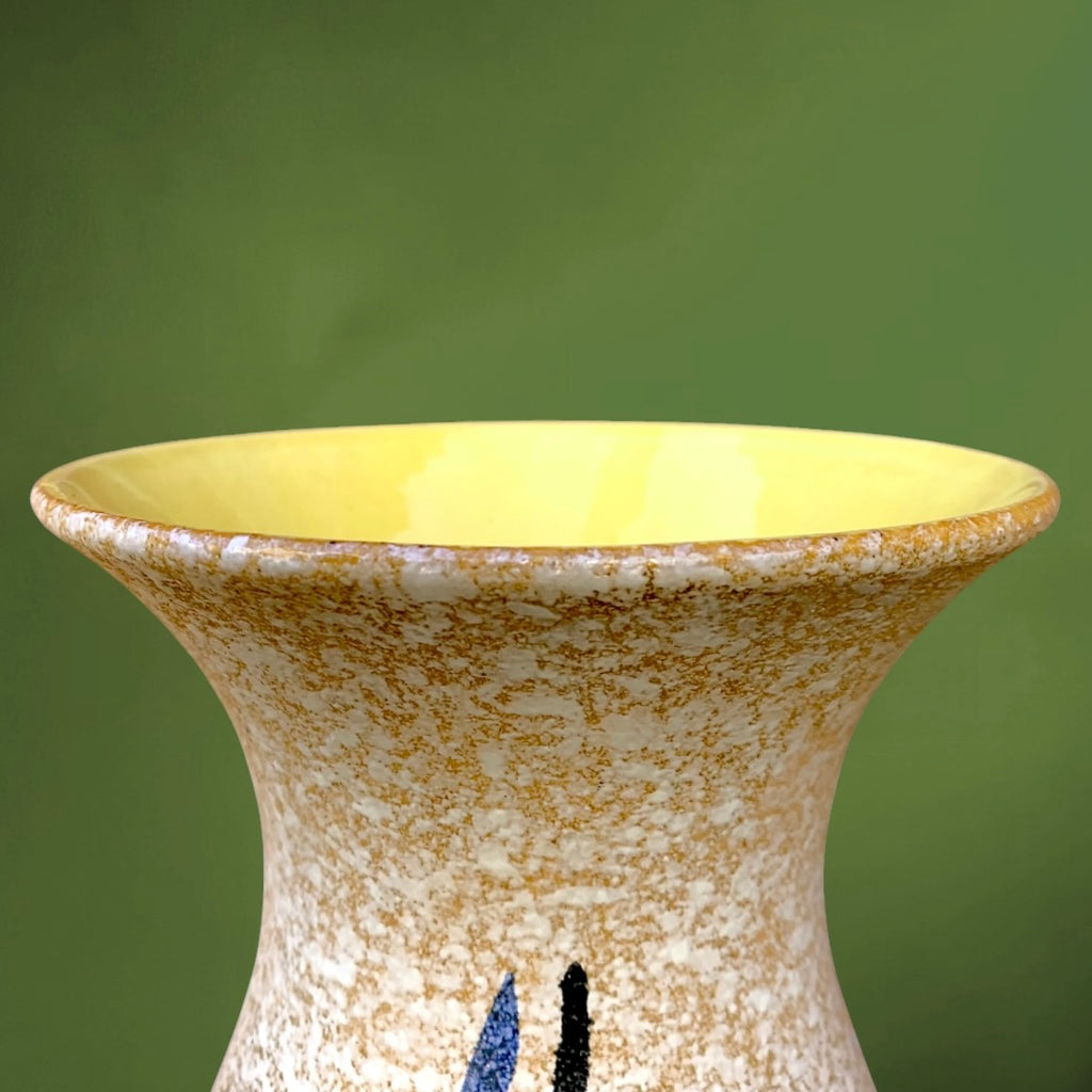 Vase Scheurich Keramik 215-33 Beige Moucheté Décor Moderniste – Années 60