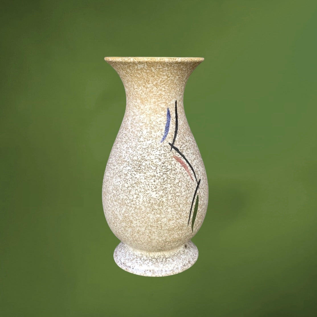 Vase Scheurich Keramik 215-33 Beige Moucheté Décor Moderniste – Années 60