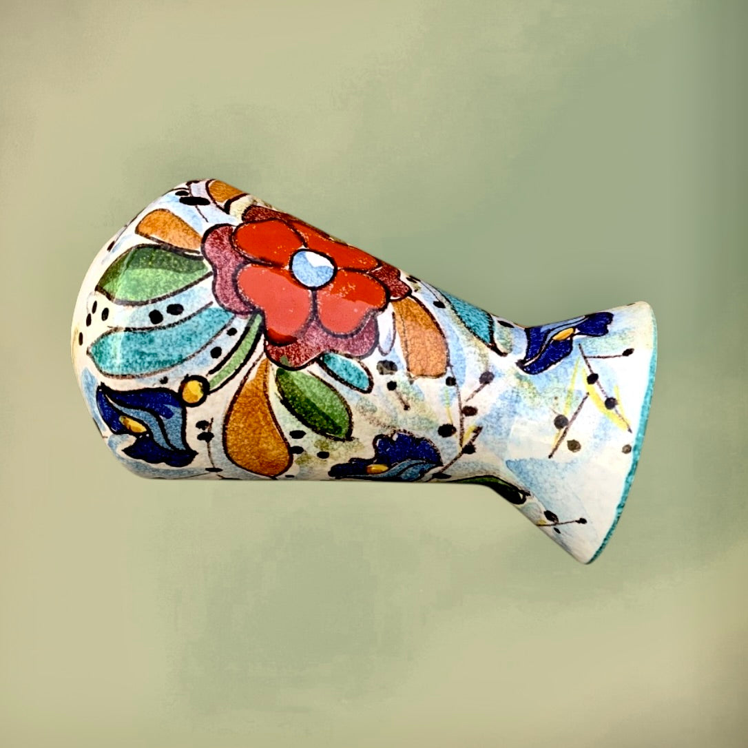 Vase en Céramique Italienne Décor Floral Peint Main -  Italy 5472 - Années 60 70