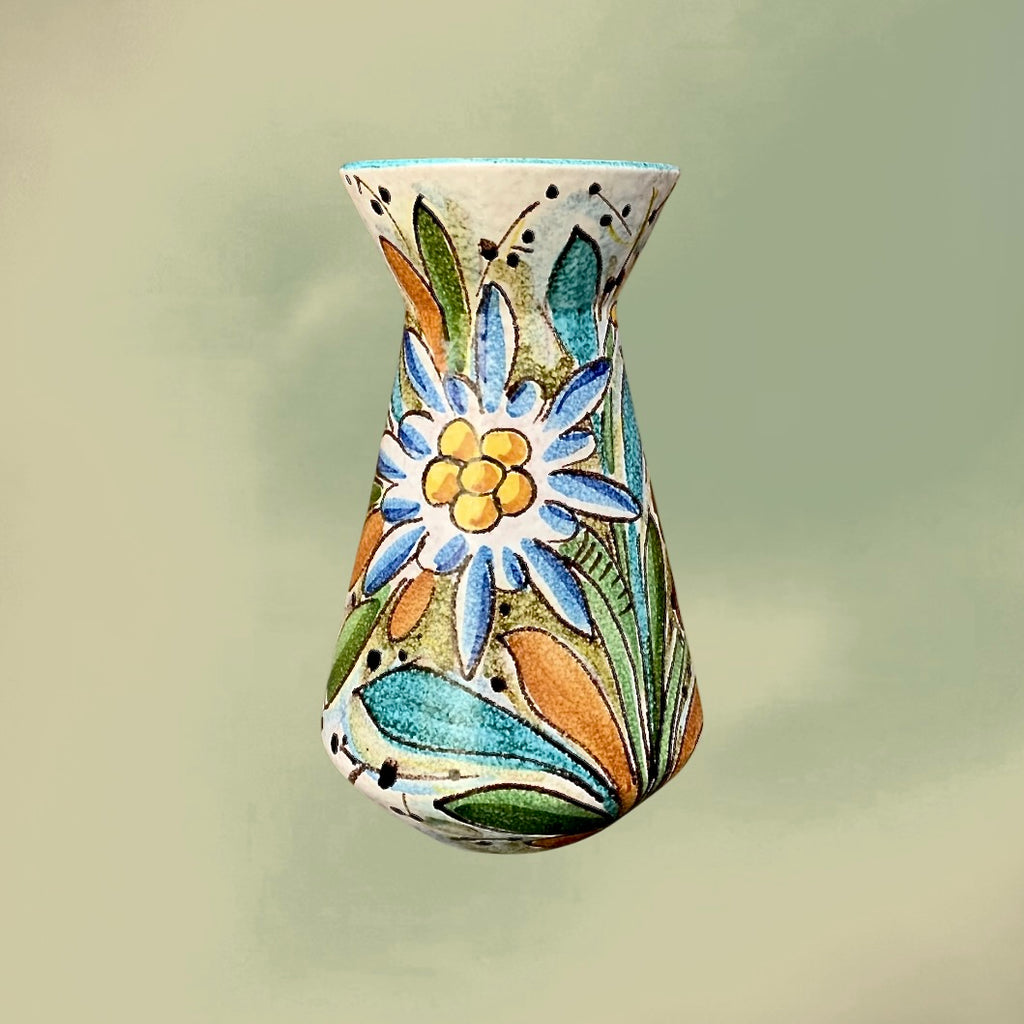 Vase en Céramique Italienne Décor Floral Peint Main -  Italy 5472 - Années 60 70