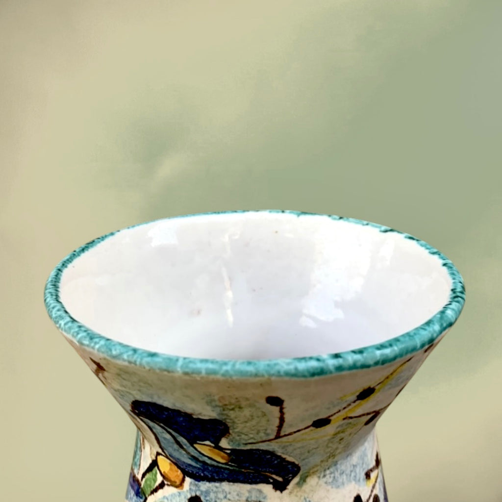 Vase en Céramique Italienne Décor Floral Peint Main -  Italy 5472 - Années 60 70