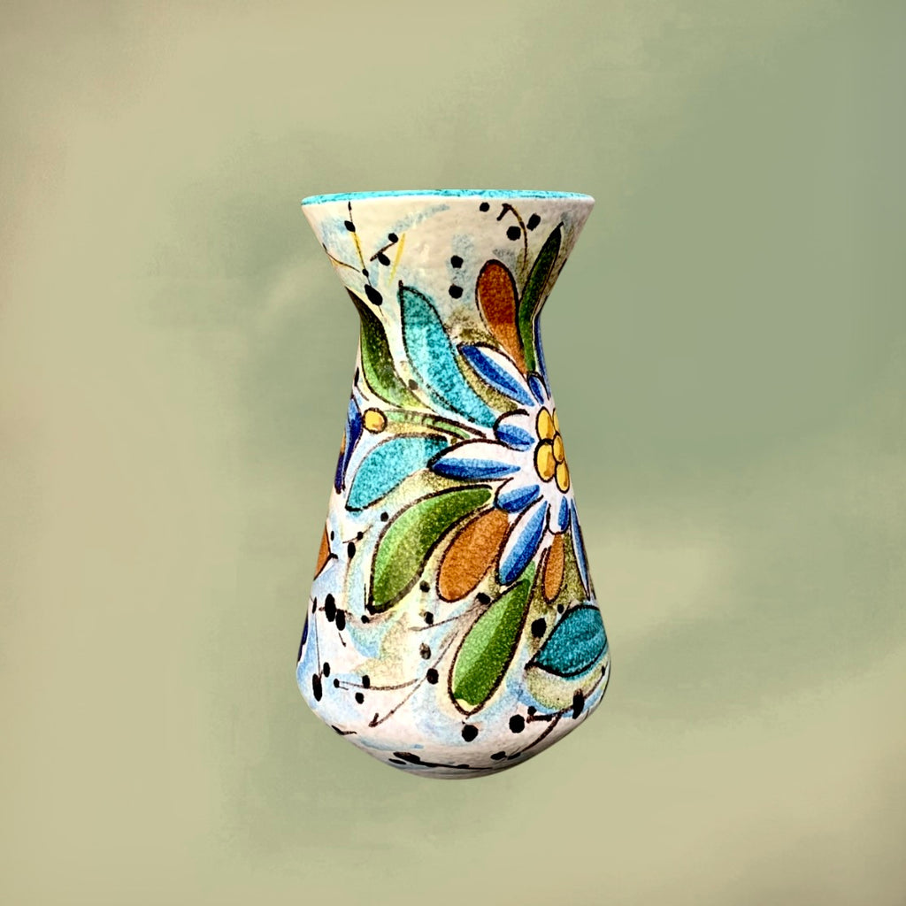 Vase en Céramique Italienne Décor Floral Peint Main -  Italy 5472 - Années 60 70