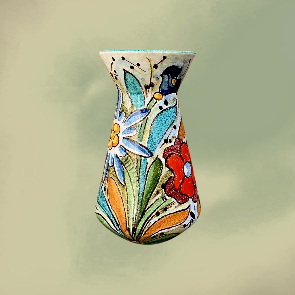 Vase en Céramique Italienne Décor Floral Peint Main -  Italy 5472 - Années 60 70