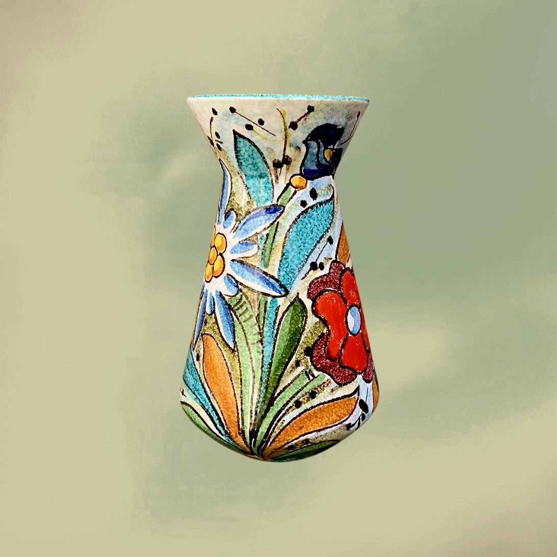 Vase en Céramique Italienne Décor Floral Peint Main -  Italy 5472 - Années 60 70