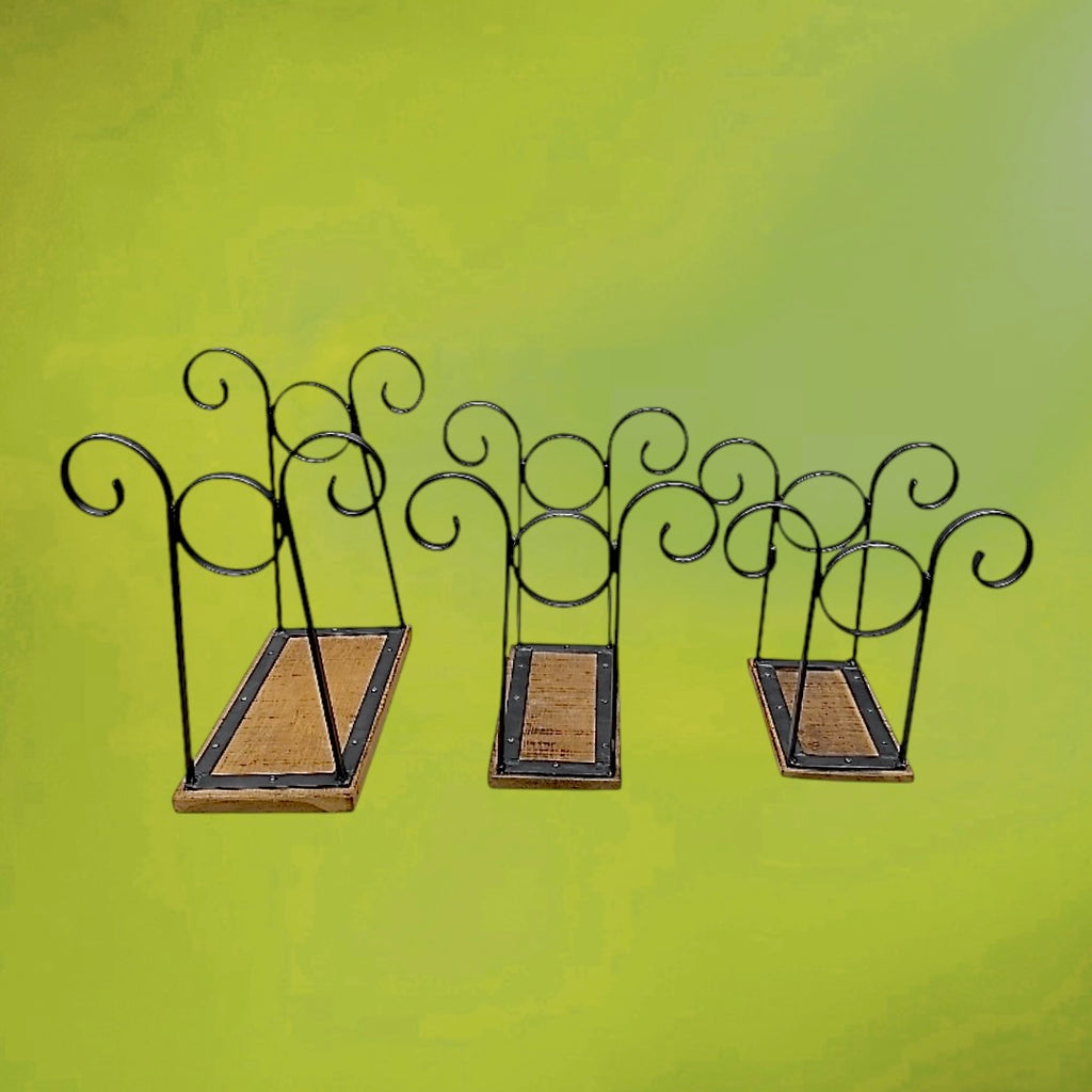 Trio de Tables Gigognes en Bois et Fer Forgé - Travail Artisanal - Années 60