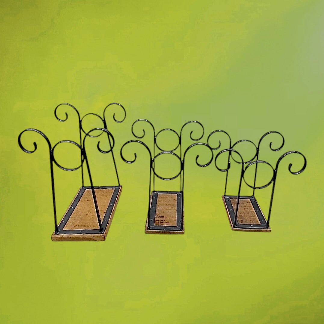 Trio de Tables Gigognes en Bois et Fer Forgé - Travail Artisanal - Années 60