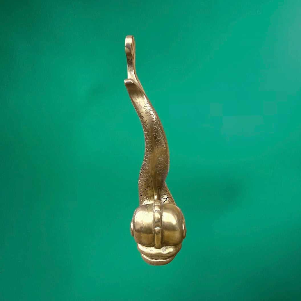 Grand Poisson Ornemental en Bronze ou Laiton Massif Probable Départ De Rampe Ancien