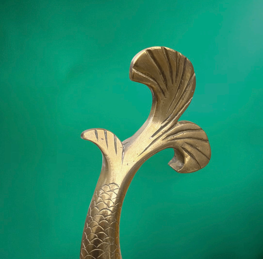 Grand Poisson Ornemental en Bronze ou Laiton Massif Probable Départ De Rampe Ancien