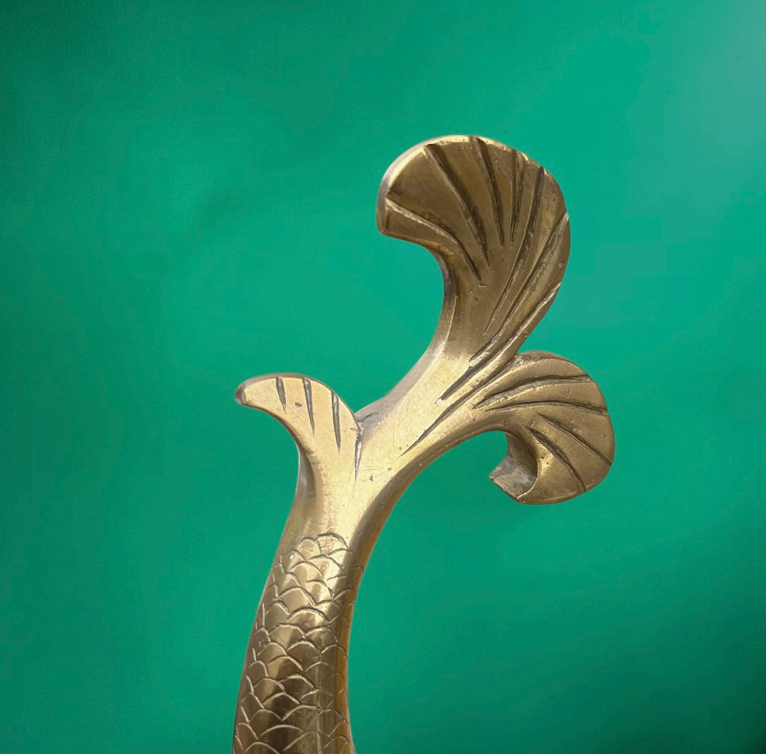 Grand Poisson Ornemental en Bronze ou Laiton Massif Probable Départ De Rampe Ancien