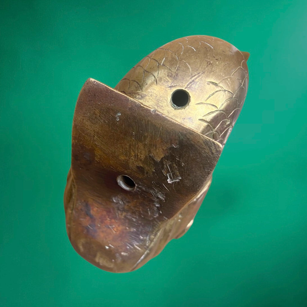 Grand Poisson Ornemental en Bronze ou Laiton Massif Probable Départ De Rampe Ancien