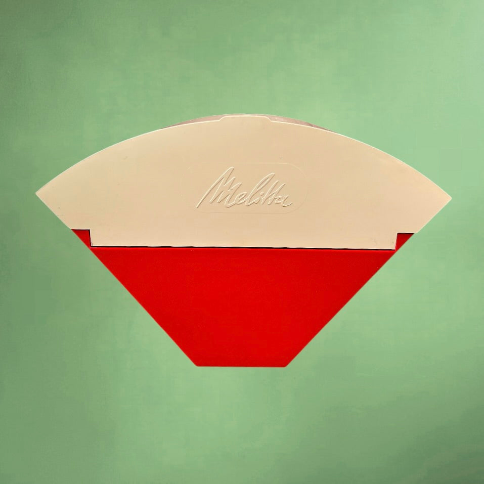 Paire de Porte-Filtres Melitta Rouge Blanc et Crème – Design Cuisine Vintage – Années 70