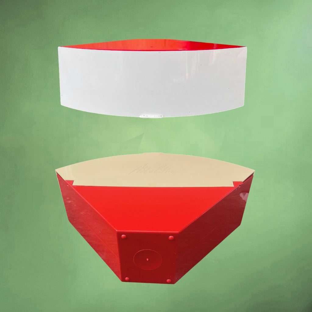 Paire de Porte-Filtres Melitta Rouge Blanc et Crème – Design Cuisine Vintage – Années 70