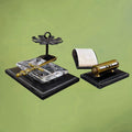set-bureau-cuir-noir-calendrier-perpetuel-laiton-annees-50