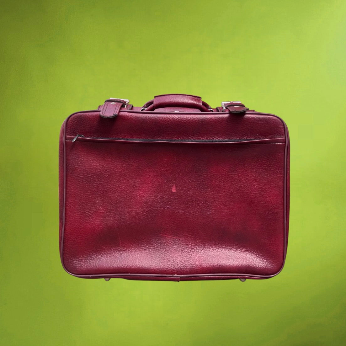 Petite Valise en Skaï Bordeaux Boucles Métal  – Années 70