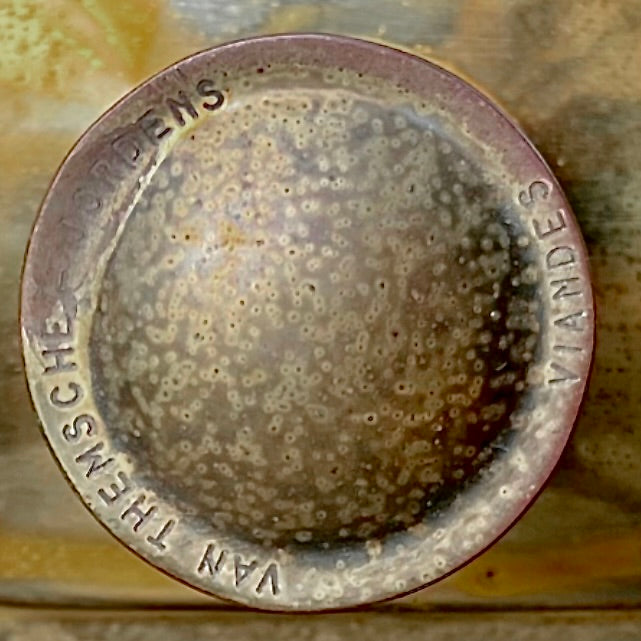 Bouteille Musicale Reuge en Verre Ambré et Laiton Mélodie “Auf Wiederseh’n, Sweetheart” – Années 50