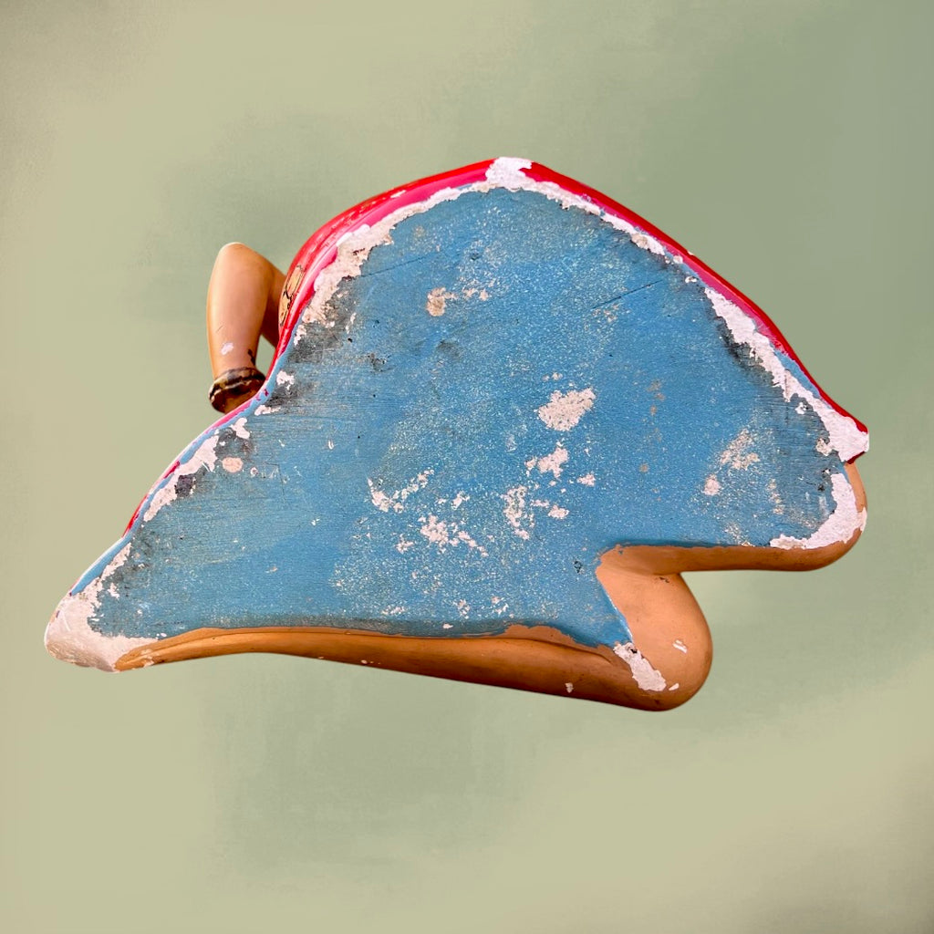 Sculpture Femme Tahitienne au Ukulélé en Plâtre Polychrome Signée S. Melani – Années 30 50