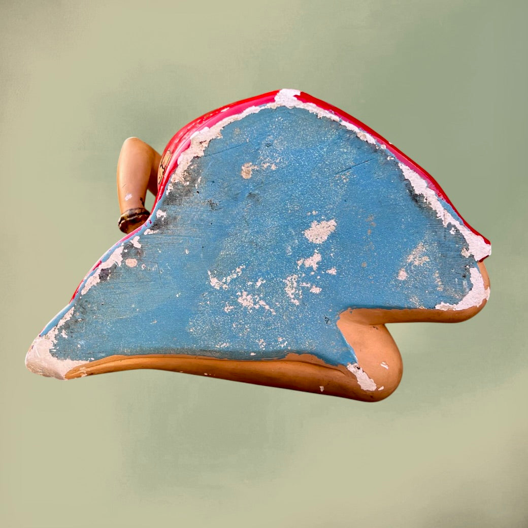 Sculpture Femme Tahitienne au Ukulélé en Plâtre Polychrome Signée S. Melani – Années 30 50