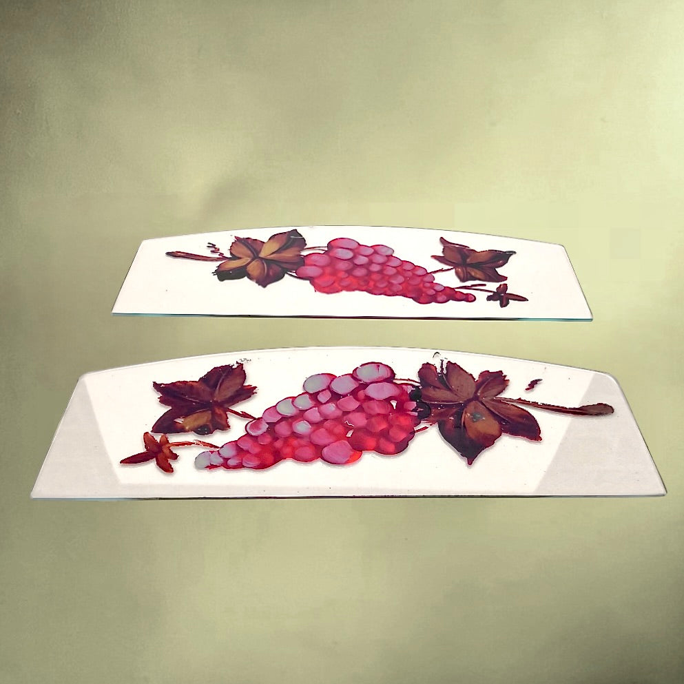 Ancien Présentoir à Raisins en Bois et Verre Peint Décor Grappe – Années 50