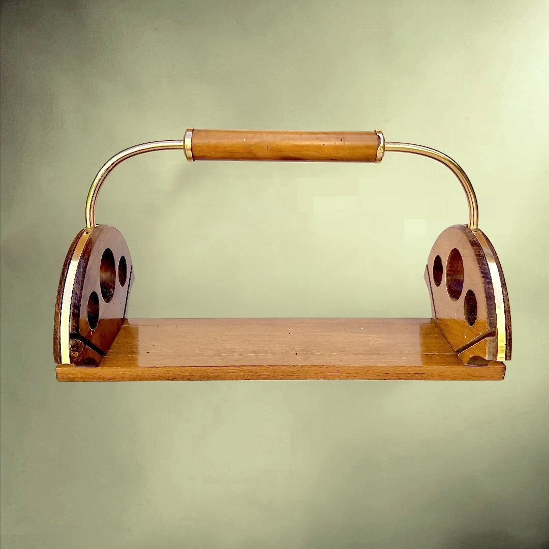 Ancien Présentoir à Raisins en Bois et Verre Peint Décor Grappe – Années 50