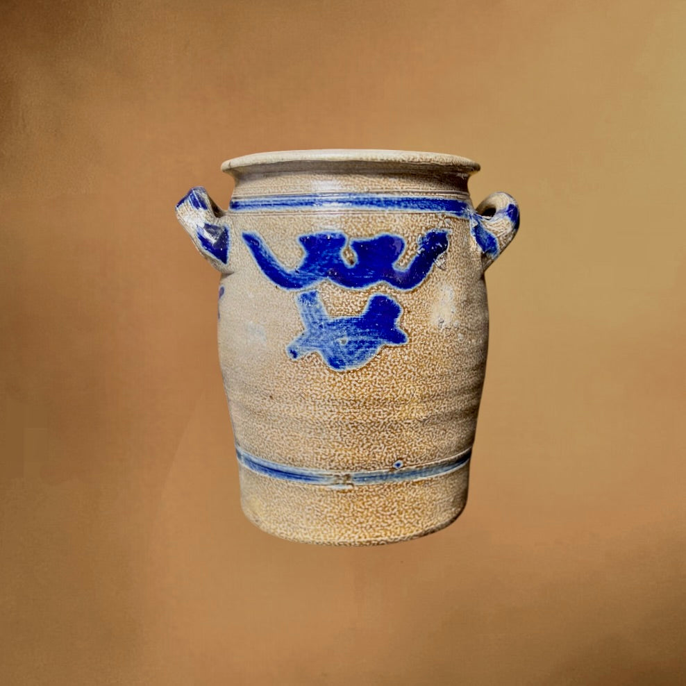 Pot en Grès de Betschdorf Décor Bleu Traditionnel Alsace Années 1900–1930