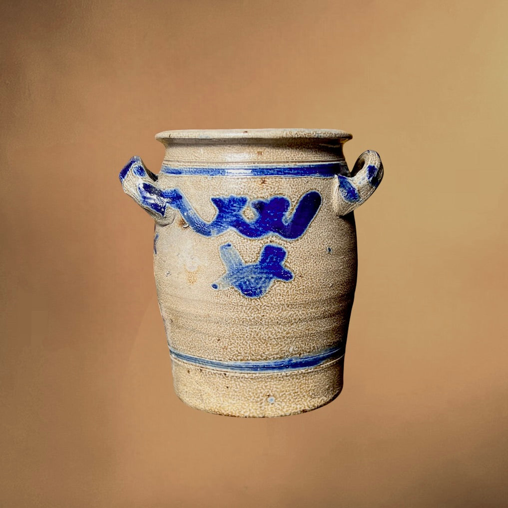 Pot en Grès de Betschdorf Décor Bleu Traditionnel Alsace Années 1900–1930
