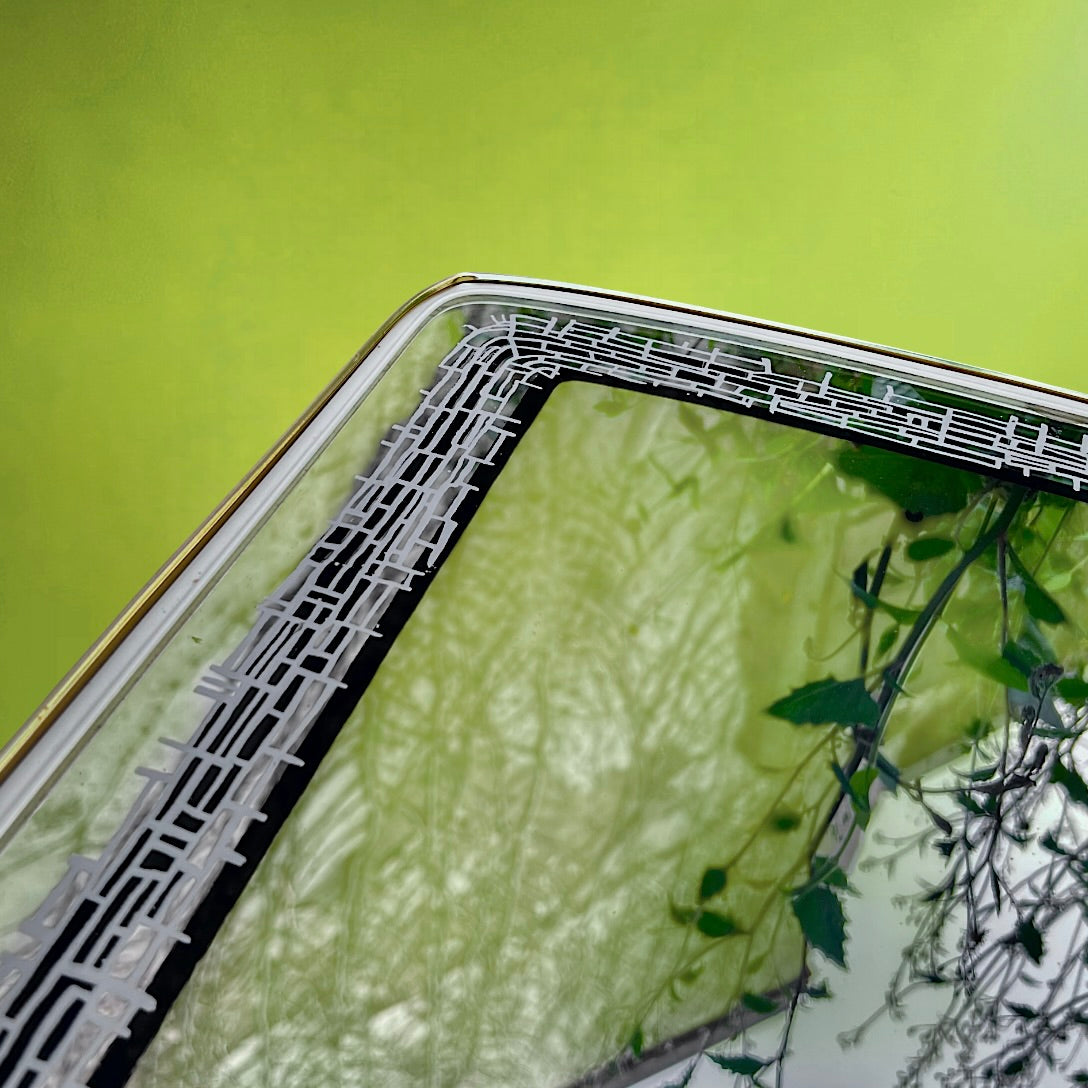 Grand Miroir Graphique De Forme Libre Décor Géométrique – Années 50