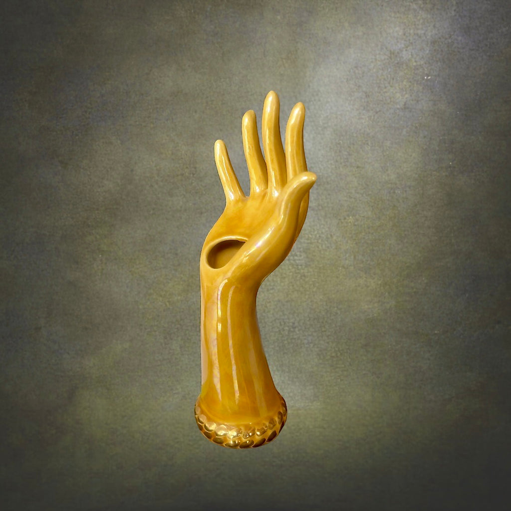 Main Soliflore Céramique Nacrée Jaune