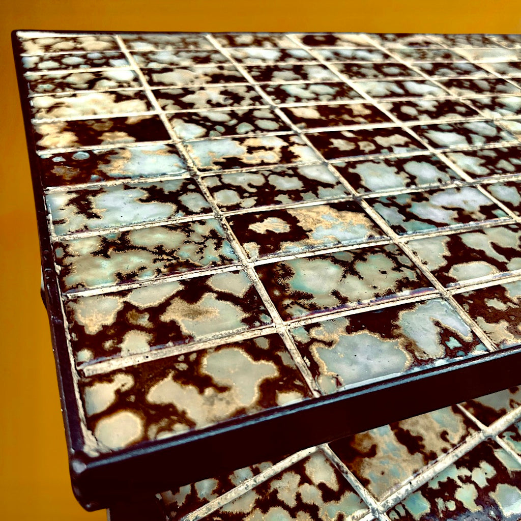 Tables Gigognes Vintage Céramique Mosaïque et Métal Noir – Années 60 70