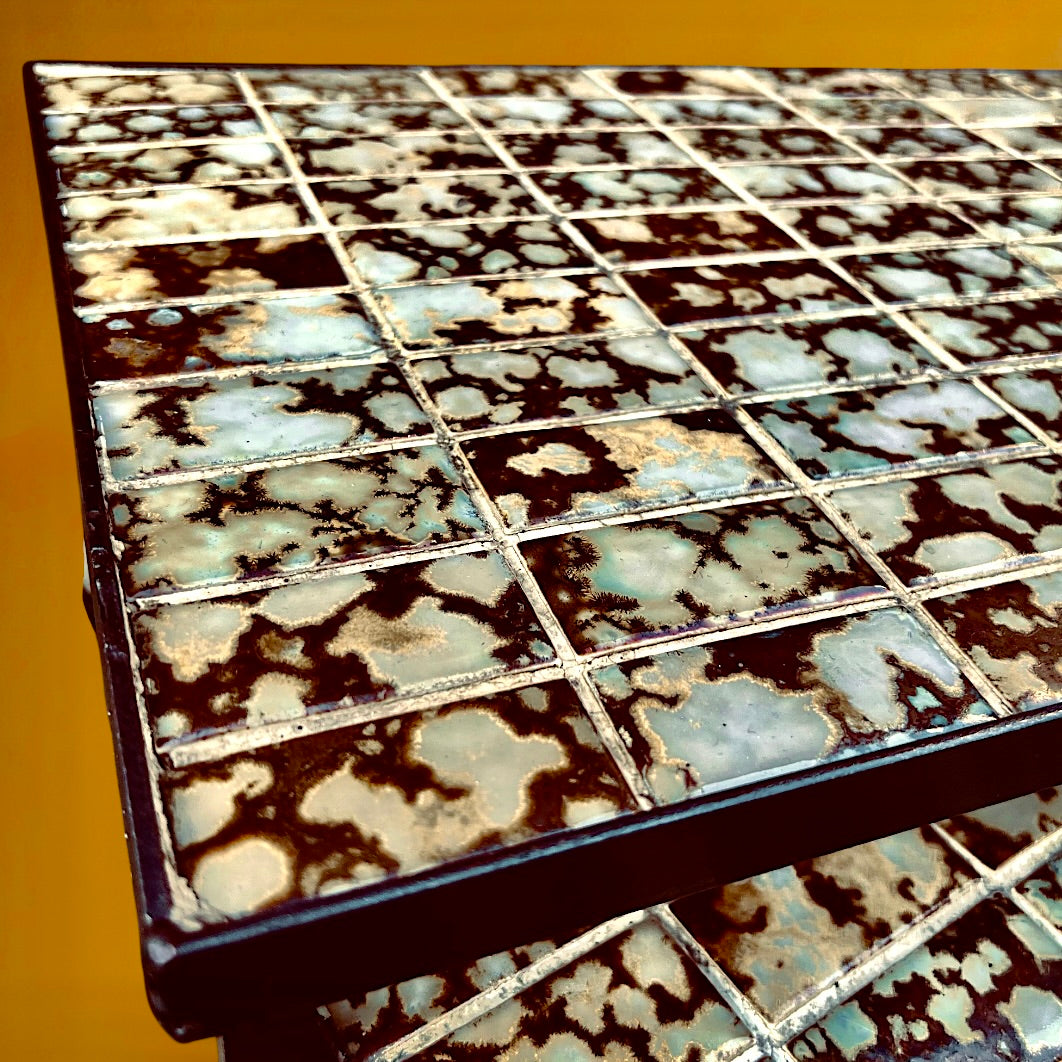 Tables Gigognes Vintage Céramique Mosaïque et Métal Noir – Années 60 70