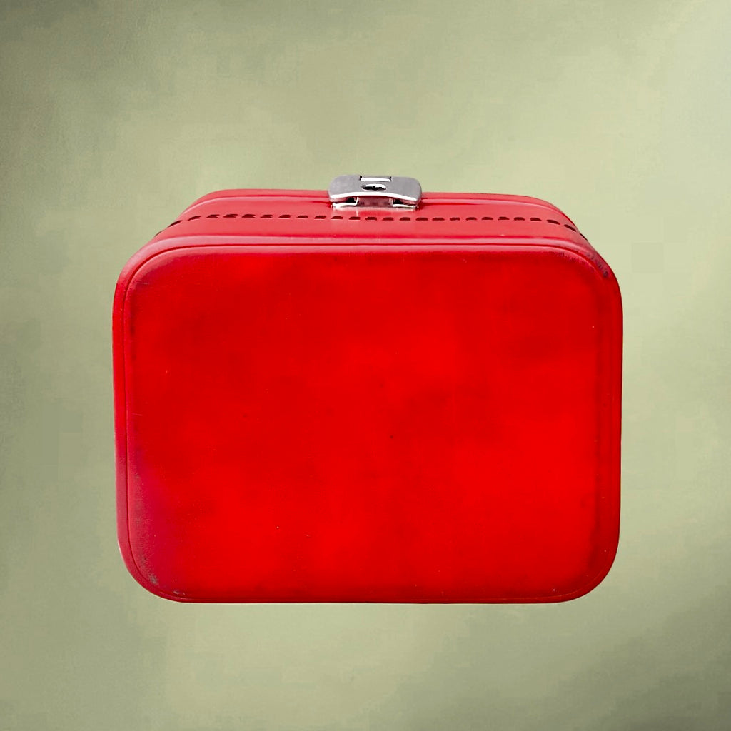 Vanity Case Vintage Rouge en Simili Cuir –  Années 60 70