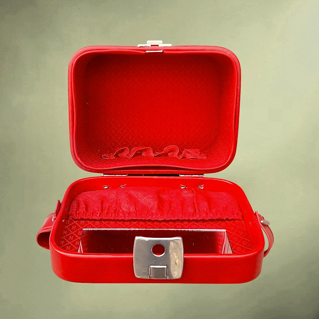Vanity Case Vintage Rouge en Simili Cuir –  Années 60 70