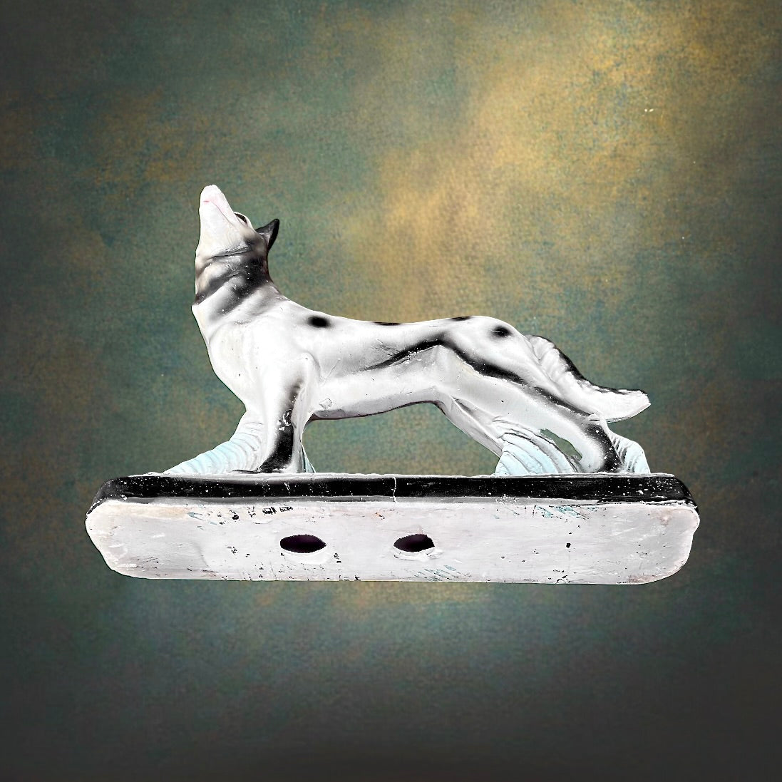 Statue Berger Allemand en Plâtre Peint au Pochoir – Années 50