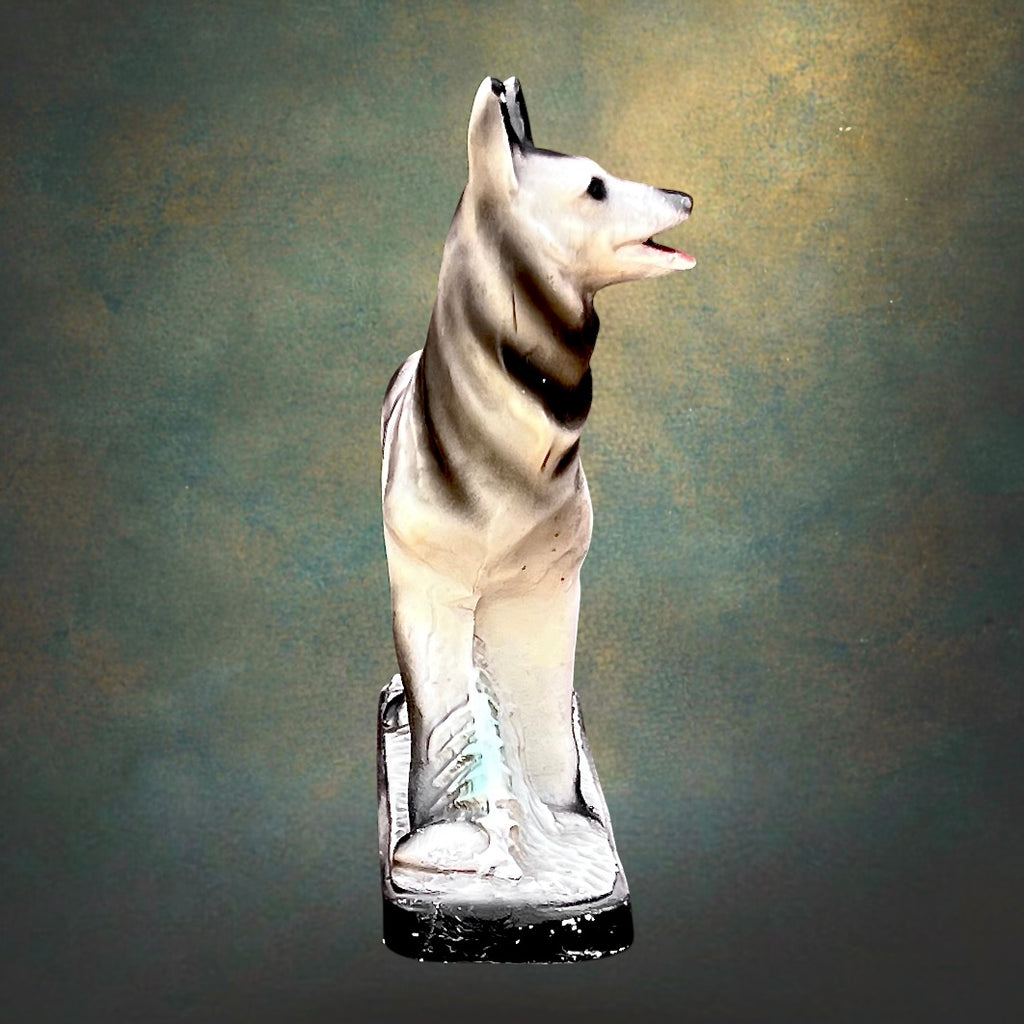 Statue Berger Allemand en Plâtre Peint au Pochoir – Années 50