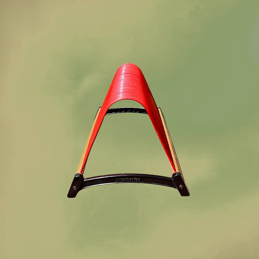 Porte-Disques Vinyles Plattofix Rouge et Bois 50 Vinyles – Années 60 70
