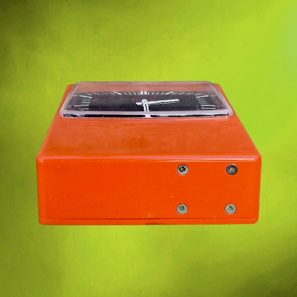 Réveil Électronique Vintage Sylaire Orange Vif ABS Made In France Swiss Made – Années 70