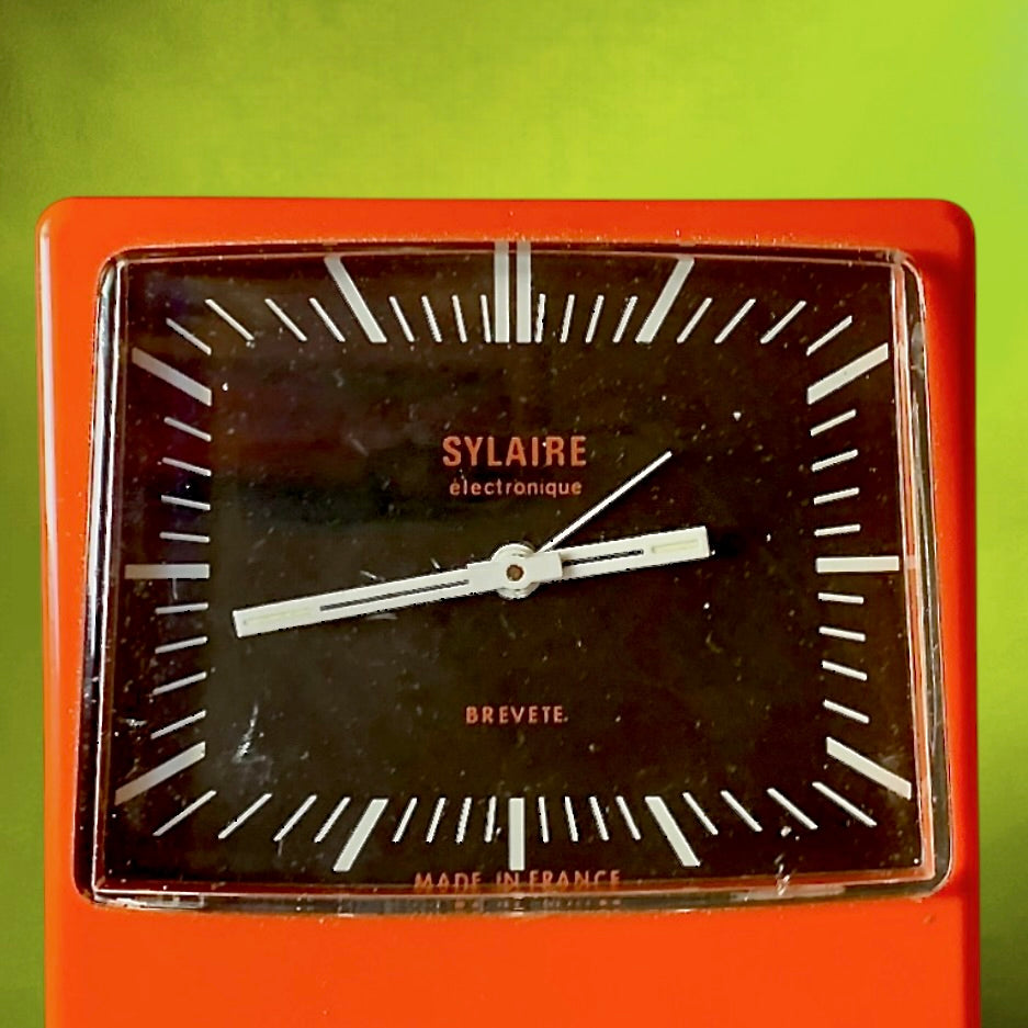 Réveil Électronique Vintage Sylaire Orange Vif ABS Made In France Swiss Made – Années 70