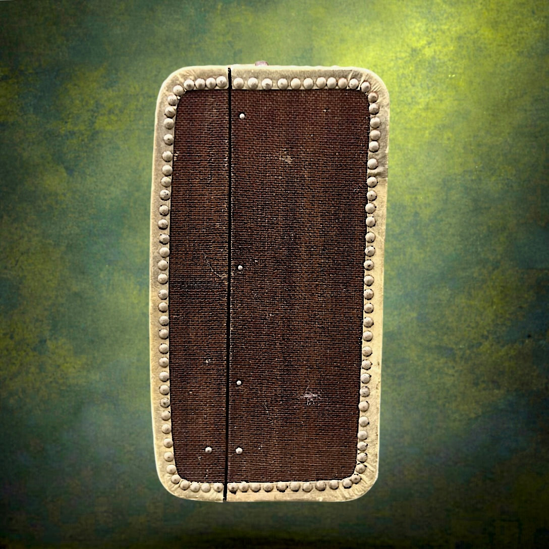 Ancienne Malle de Voyage en Fibre Vulcanisée Gaufrée Double Fond Années 40 50
