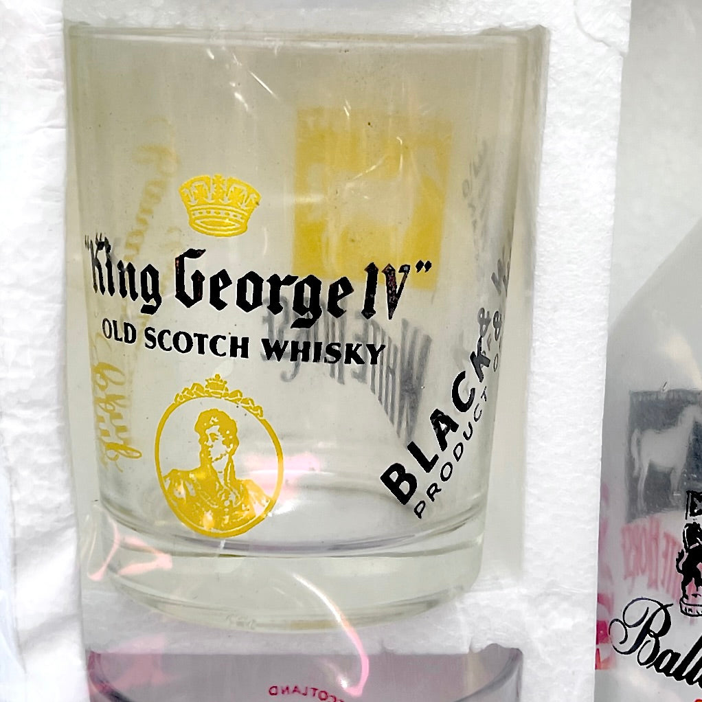 Service à Whisky Publicitaire Carafe et 6 Verres Marques Écossaises Neuf en Boîte- Années 70