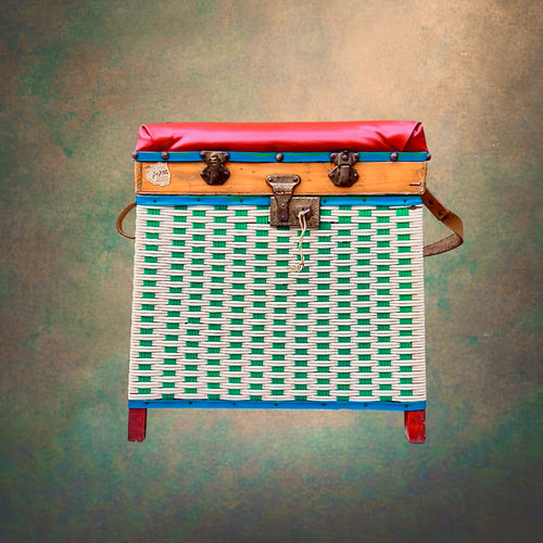 panier-siege-pecheur-creel-skaï-rouge-scoubidou-bourriche
