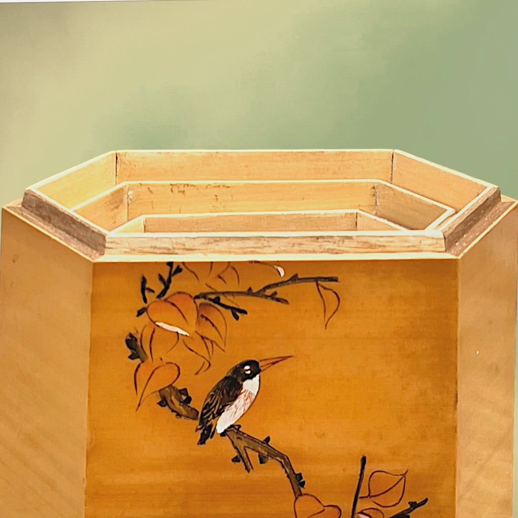 rois Boîtes à Thé Gigognes Chinoises en Bois Laqué Décors Gravés Oiseau et Fleurs - Années 70