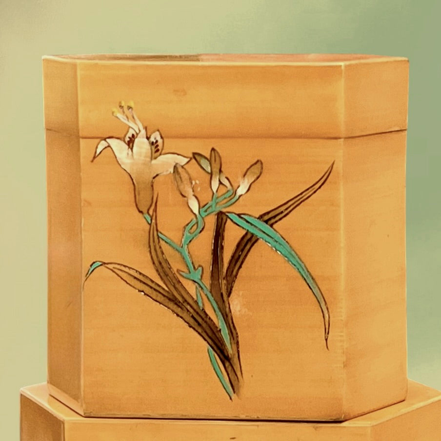 rois Boîtes à Thé Gigognes Chinoises en Bois Laqué Décors Gravés Oiseau et Fleurs - Années 70
