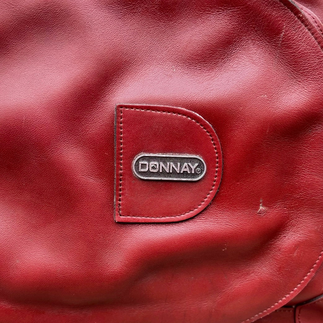 Sac de Tennis Donnay en Cuir Bordeaux avec Poche Raquette – Années 70