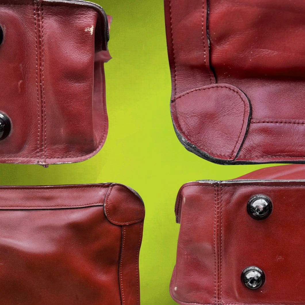 Sac de Tennis Donnay en Cuir Bordeaux avec Poche Raquette – Années 70