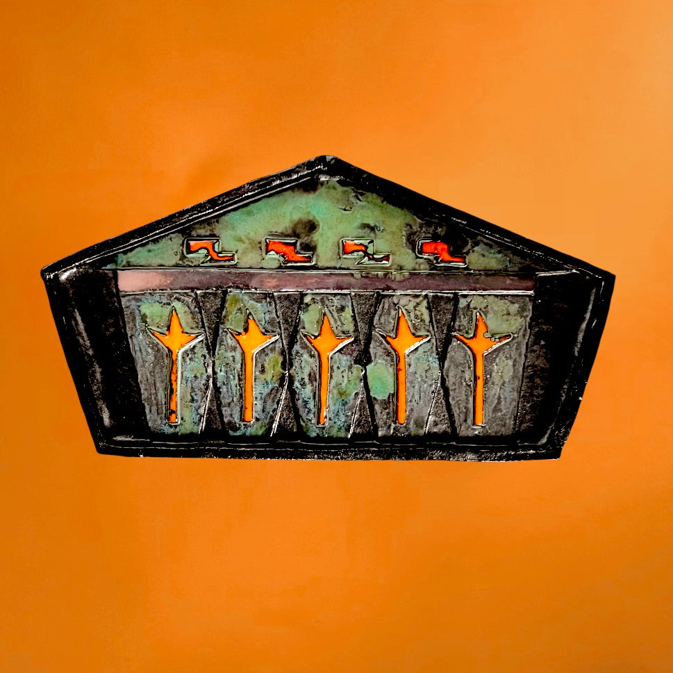 plaque-decorative-ceramique-emaillee-relief-orange-vert