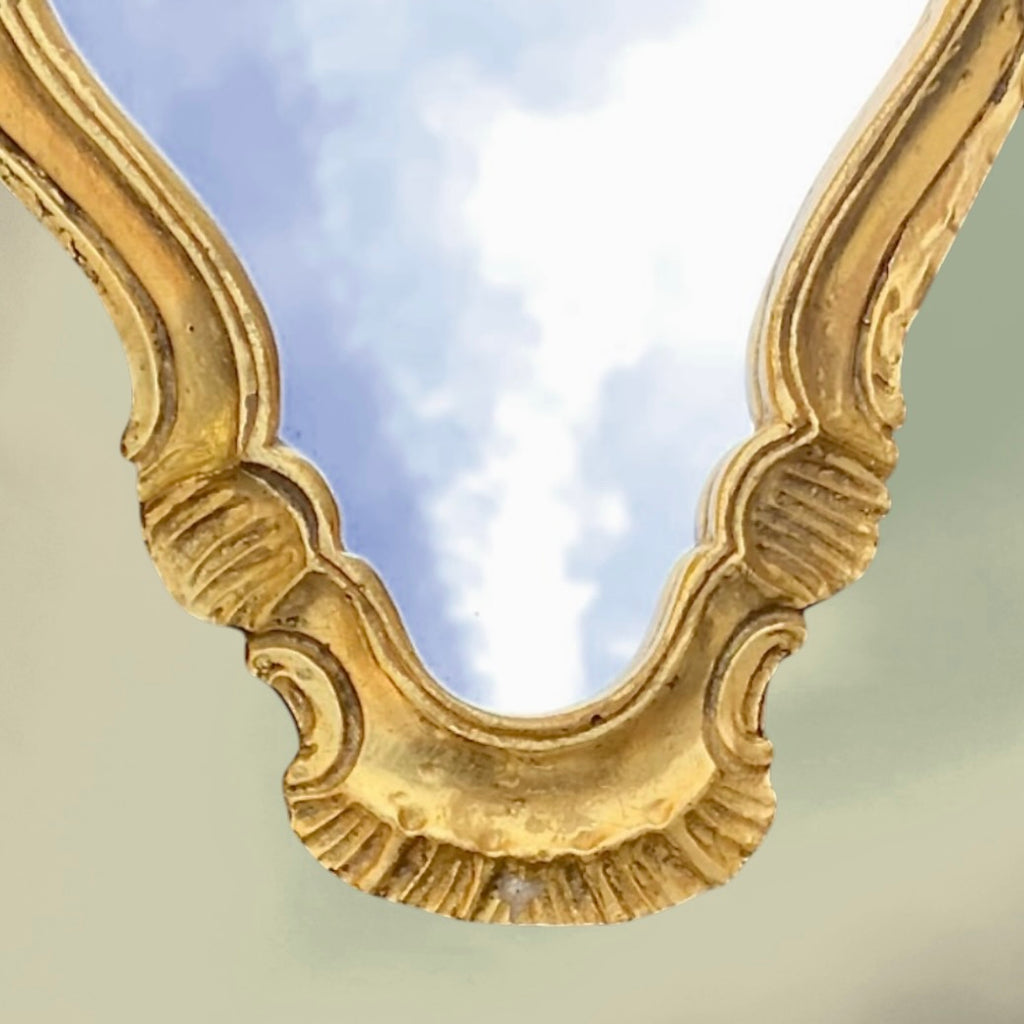 Petit Miroir Doré Style Rococo en Résine – Années 70