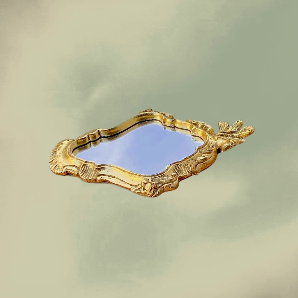 Petit Miroir Doré Style Rococo en Résine – Années 70
