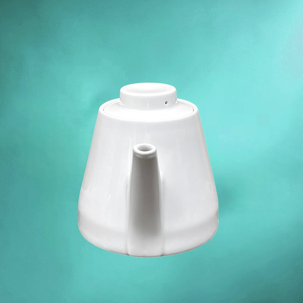 Théière Isotherme Melitta en Céramique Blanche et Aluminium – Années 60