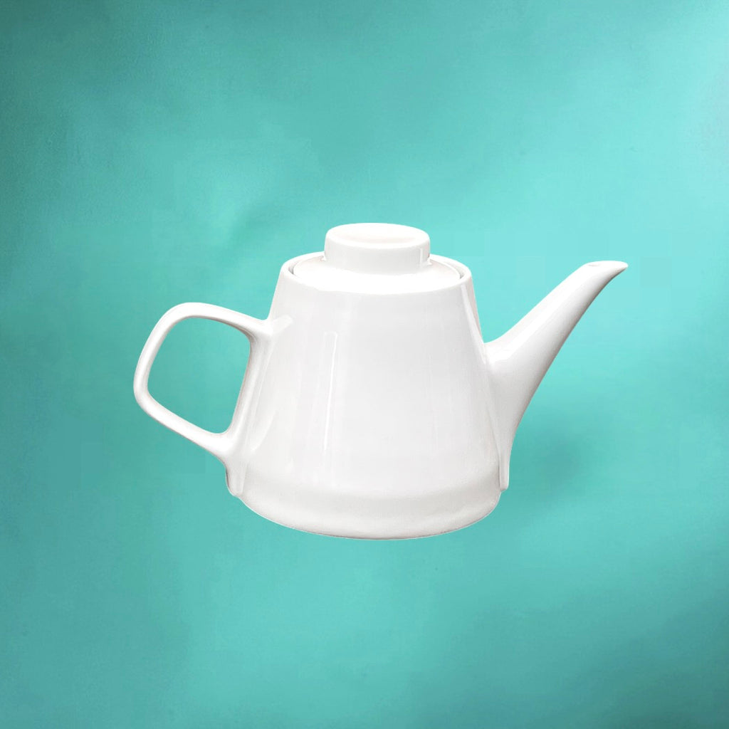 Théière Isotherme Melitta en Céramique Blanche et Aluminium – Années 60